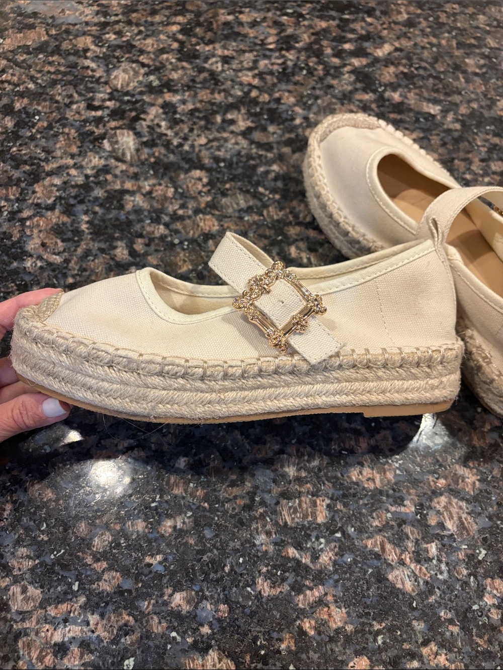 SODA Cream Canvas Espadrille Mary Jane with Decorative Buckle - Picture 6 of 16